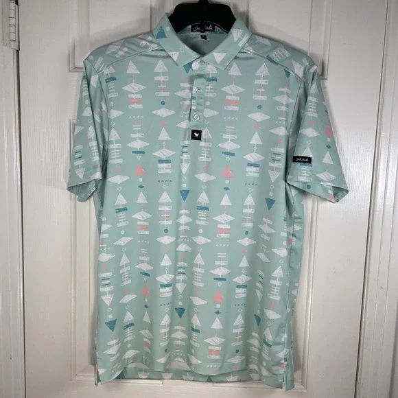 Bad Birdie Golf‎ Polo Shirt Mens Medium Novelty Print Golfing Athletic - Picture 3 of 6